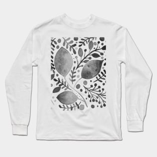 Black and white watercolor leaves Long Sleeve T-Shirt